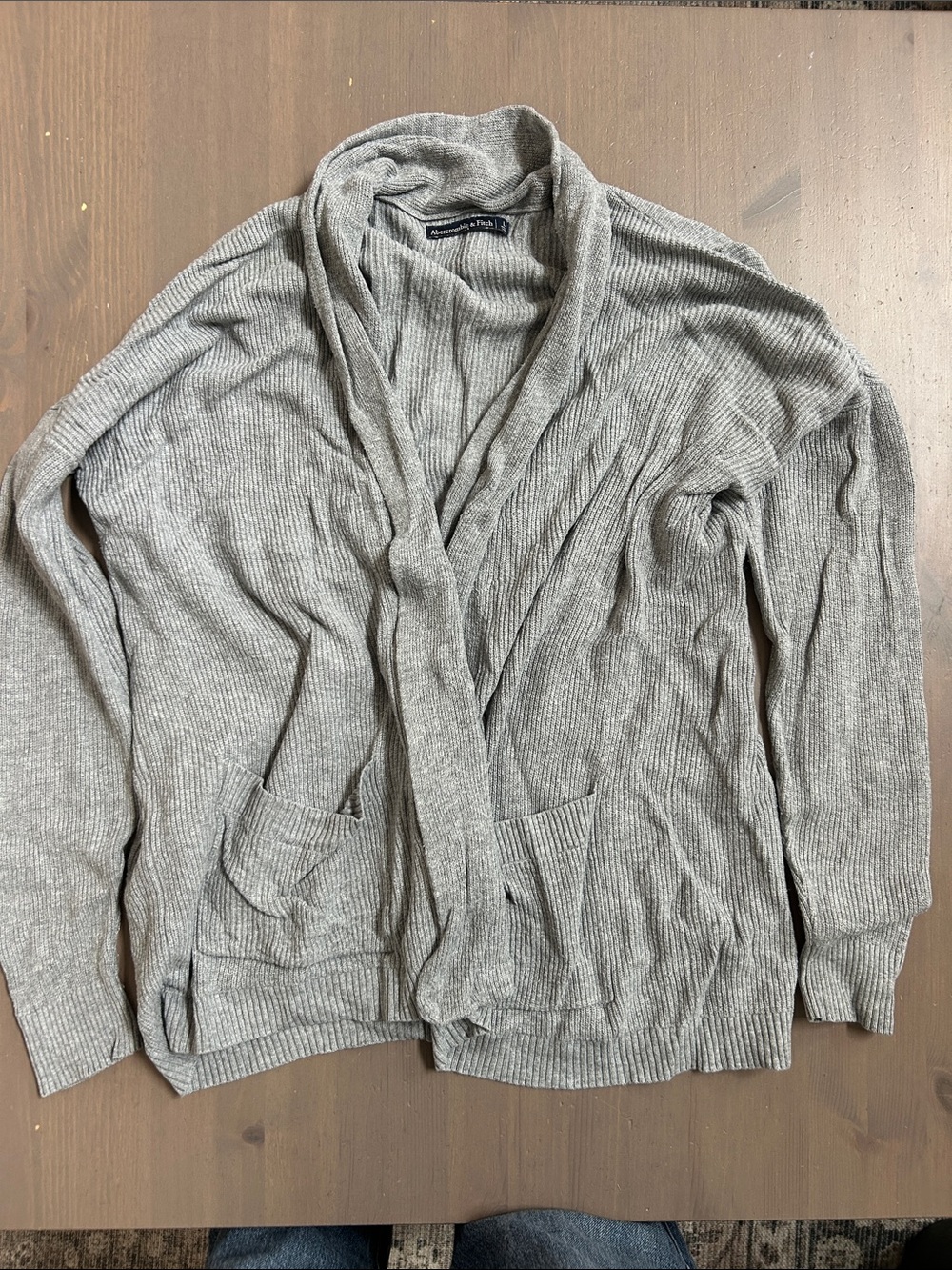 Abercrombie Women’s Gray Ribbed Shawl Collar Sweater Cardigan Size L
